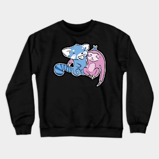 Blue Red Panda and Pink Sloth are Best Friends Crewneck Sweatshirt